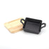 Mini Square 12.5cm Sizzling Plate with Handle and Wooden Base